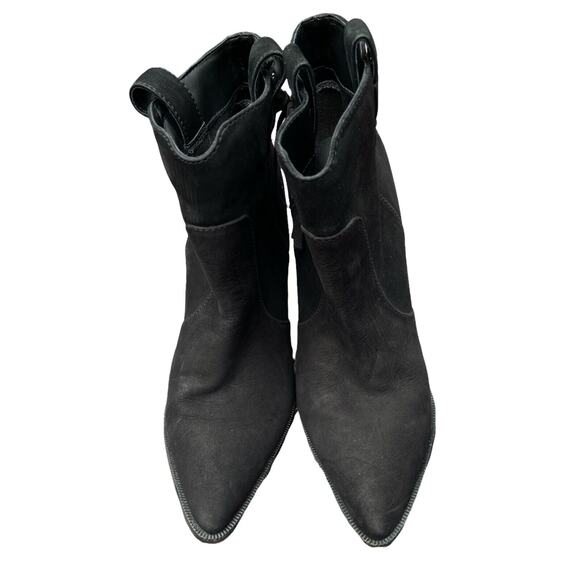 Sam Edelman Niomi Nubuck Western Booties‎ 7.5 Black Pull On Wrapped Block Heel - Picture 4 of 6